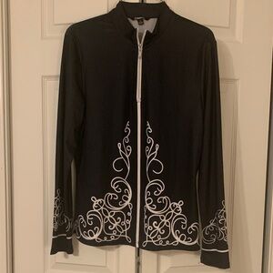 Acegolfs Womens Navy and White Zip-Up Golf Jacket